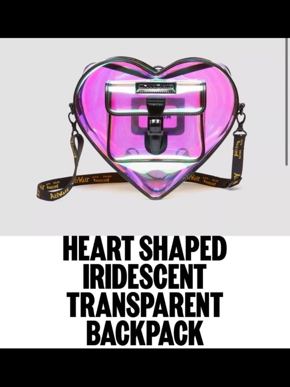 Doc Marten Iridescent discontinued Heart Crossbody - Transparent backpack NEW